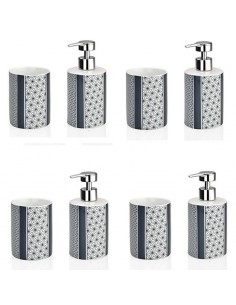 Coppia dispenser+bicchiere portapennelli/spazzolini Stelle blu notte 2