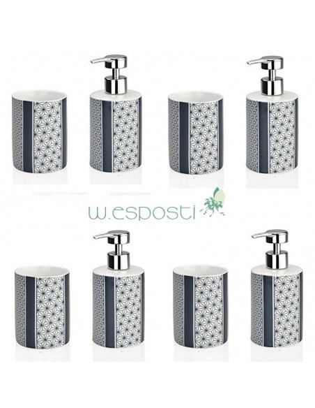 Coppia dispenser+bicchiere portapennelli/spazzolini Stelle blu notte