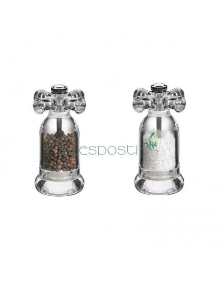 Macine per pepe e sale in acrilico a forma di rubinetto Kuchenprofi
