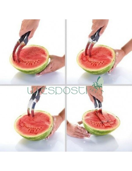 Taglia anguria e servi la fetta senza scorza