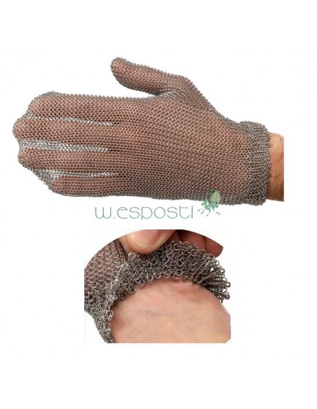 Guanto antitaglio in maglia d' acciaio a manopola per ostriche,carni,pesci