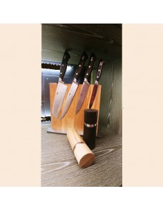 Ceppo coltelli magnetico in quercia e acciaio Zassenhaus 2