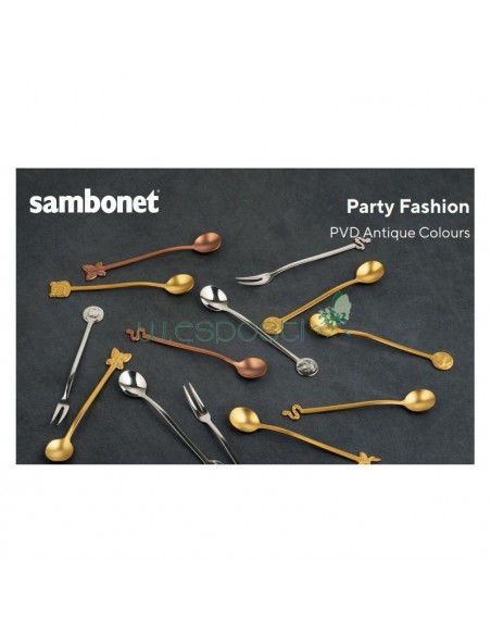 Set 4 cucchiaini Party Oriental Antique in acciaio Sambonet