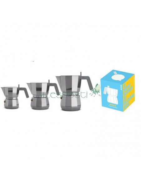 Caffettiere alluminio Alessi Moka design David Copperfield