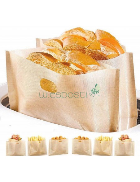 Set 3 sacchetti per toast e panini , antiaderenti , riutilizzabili