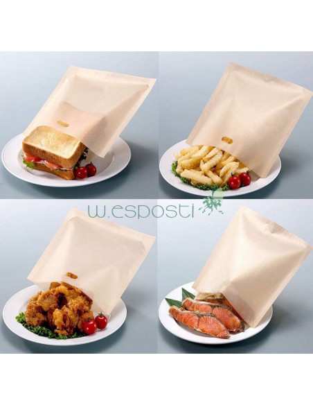 Set 3 sacchetti per toast e panini , antiaderenti , riutilizzabili
