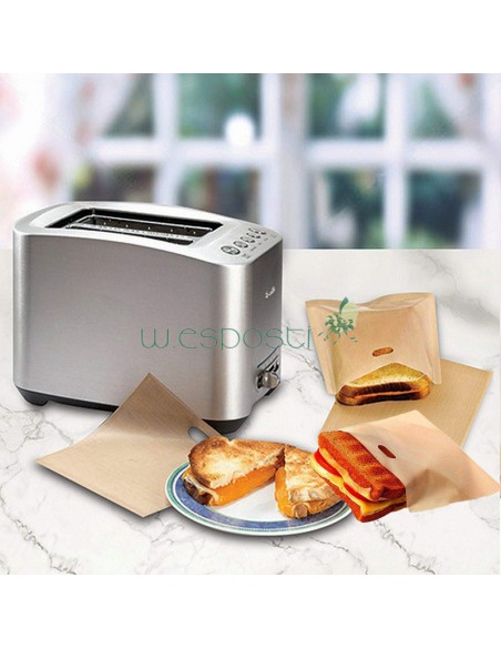 Set 3 sacchetti per toast e panini , antiaderenti , riutilizzabili