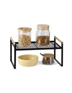 Mensolina da cucina metallo nero e manici in legno