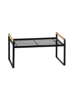 Mensolina da cucina metallo nero e manici in legno 2