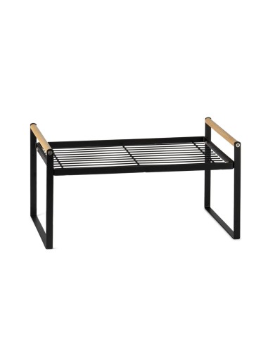 Mensolina da cucina metallo nero e manici in legno