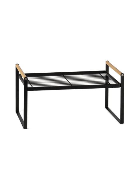 Mensolina da cucina metallo nero e manici in legno