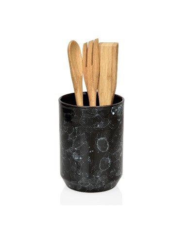 Portamestoli-utensili vari da cucina in ceramica effetto marmo con 3 mestoli