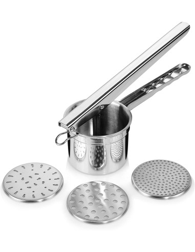 Schiacciapatate in acciaio inox con 3...