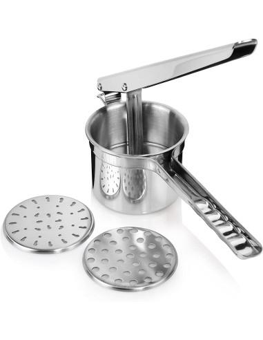 Schiacciapatate in acciaio inox con 3...