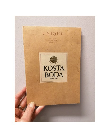 Kosta Boda scultura "Head Indiana" in vetro artistico unique piece design Bertil Vallien su base in legno