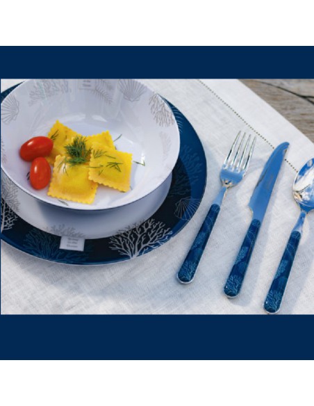 Posate serie Living per 6 in acciaio inox-manico ABS decoro marino Marine Business