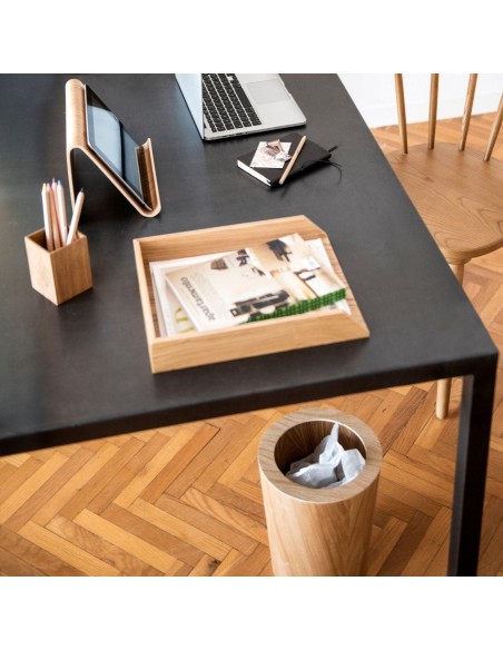 Cestino gettacarte per bagno o scrivania in legno di frassino