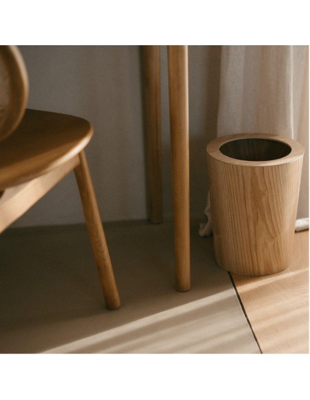 Cestino gettacarte per bagno o scrivania in legno di frassino