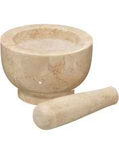 Mortaio in marmo con pestello per macinare spezie e preparare salse 2