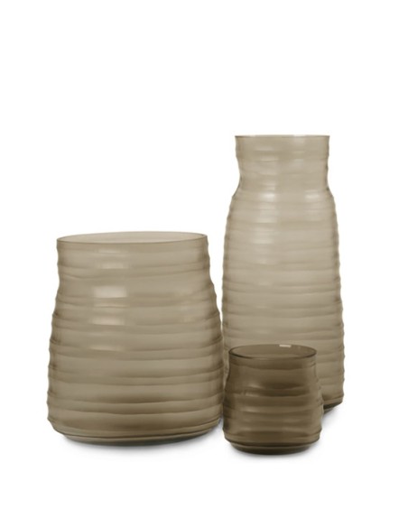 Vaso Mathura alto in vetro grigio fumo-Guaxs