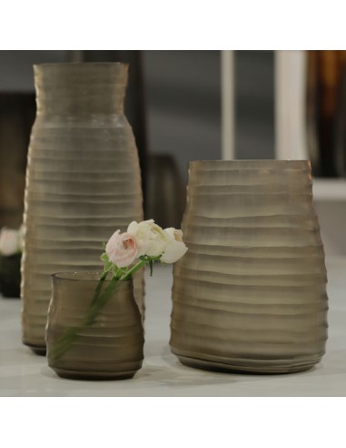 Vaso Mathura alto in vetro grigio fumo-Guaxs