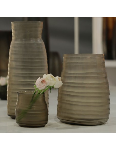 Vaso Mathura alto in vetro grigio fumo-Guaxs