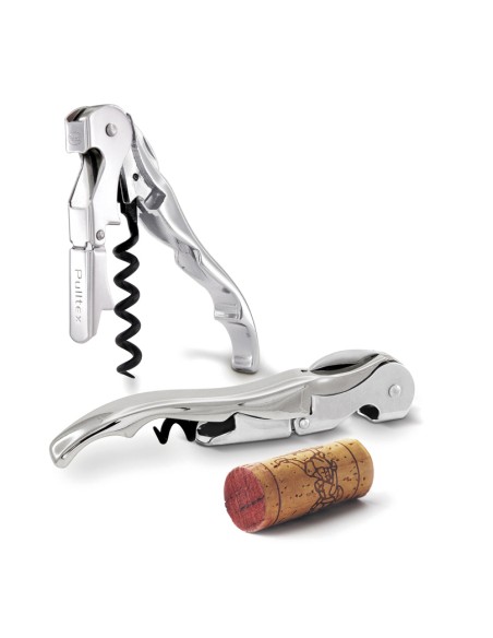 Cavatappi Pulltap's Classic Luxury placcato argento 925 con custodia da cintura in pelle