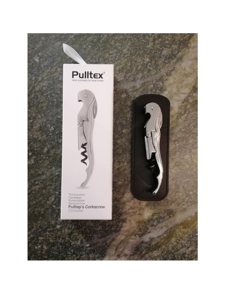 Cavatappi Pulltap's Classic Luxury placcato argento 925 con custodia da cintura in pelle
