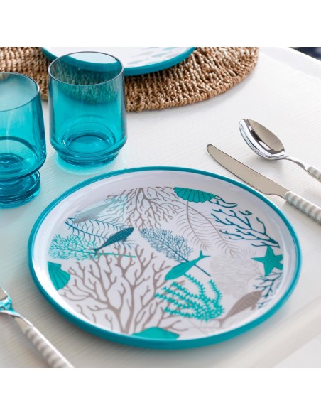 Set piatti in melamina, antiscivolo,per la barca,la casa al mare,il giardino,il camper