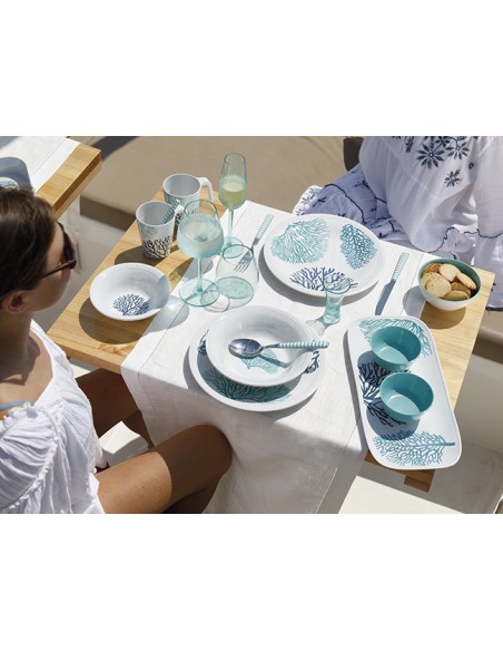 Set piatti CORALLI in melamina per la barca, la casa al mare, il giardino, il camper pz.18