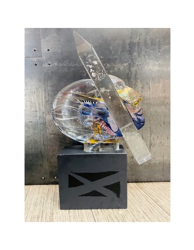 Kosta Boda scultura "Head Indiana" in vetro...