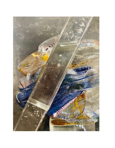 Kosta Boda scultura "Head Indiana" in vetro...