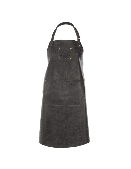 Grembiule vegano BBQ Truman in ecopelle nero con tracolla regolabile