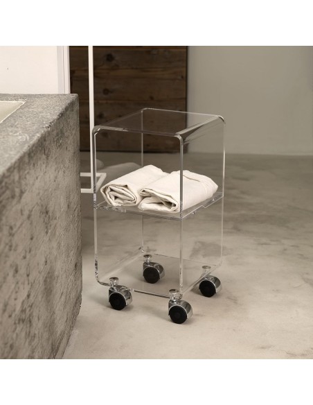 Vesta Multi XS carrello 2 ripiani con ruote in cristallo acrilico