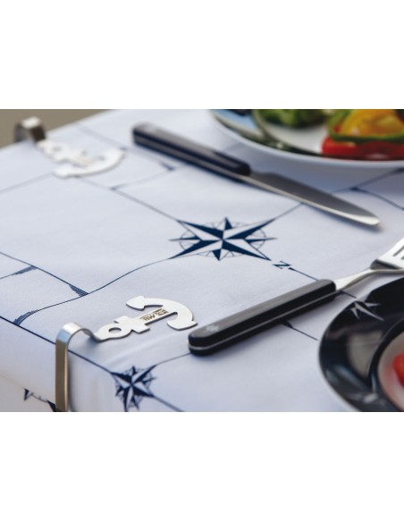 Set 4 fermatovaglia a forma di ancora in acciaio inox