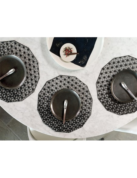 Coppia segnaposto Kaleidoscope oro e nero in vinile Chilewich