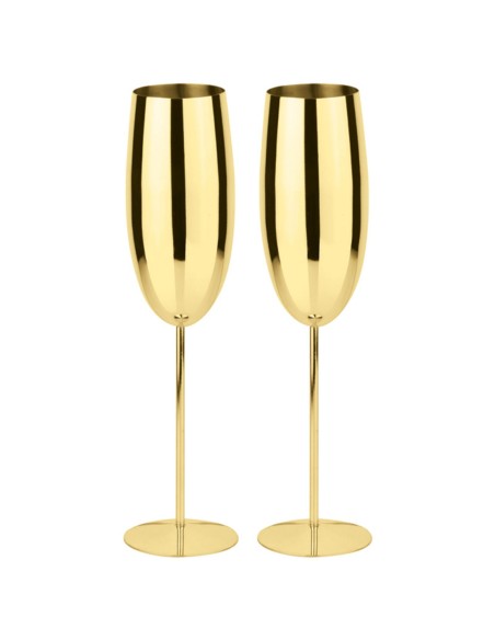 Calice flute champagne e aperitivo pz.2 in acciaio finitura PVD rame oppure oro Paderno