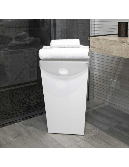 Portabiancheria  Laundry in legno e cristallo acrilico bianco e tortora Vesta Home