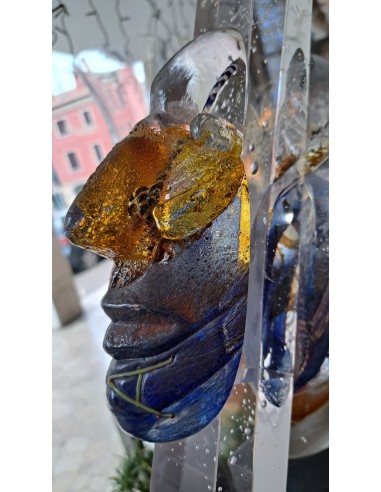 Kosta Boda scultura "Head Indiana" in vetro...