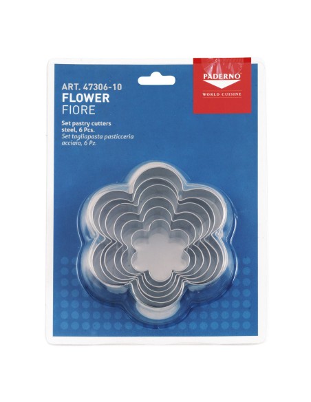 Set di 6 tagliapasta e biscotti in acciaio inox Paderno cuori o fiori