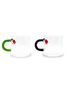 Set 2 tazzine da caffè in vetro borosilicato con manico...