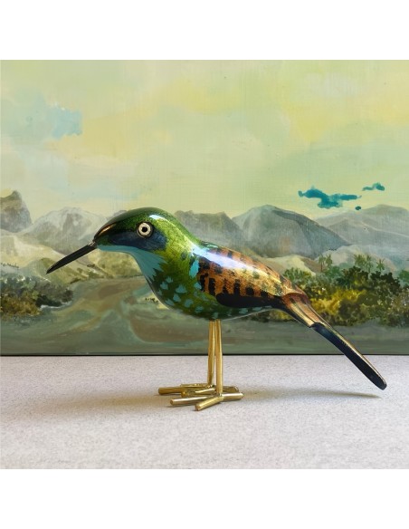 Uccellini in legno realizzati a mano in legno jacaranda e ottone L'Equipée