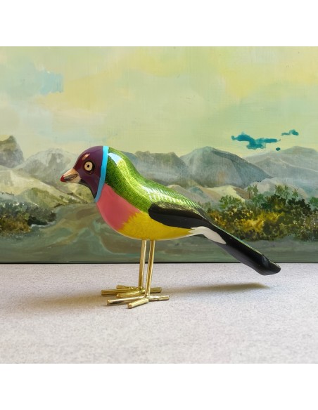 Uccellini in legno realizzati a mano in legno jacaranda e ottone L'Equipée