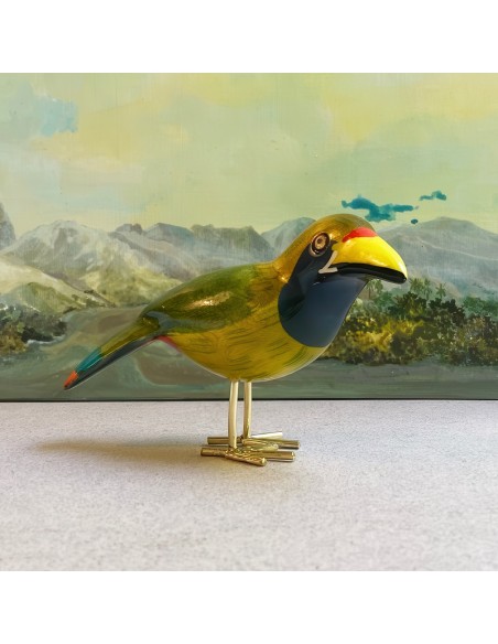 Uccellini in legno realizzati a mano in legno jacaranda e ottone L'Equipée