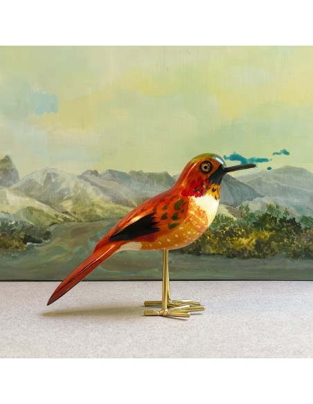 Uccellini in legno realizzati a mano in legno jacaranda e ottone L'Equipée