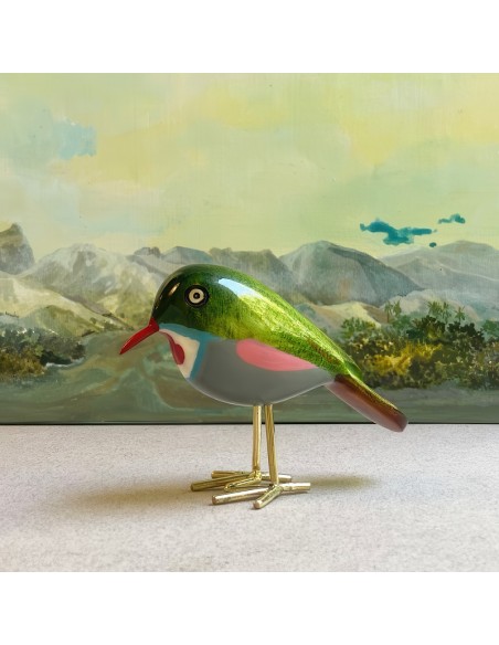 Uccellini in legno realizzati a mano in legno jacaranda e ottone L'Equipée