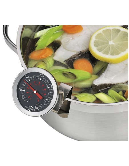 Termometro per fritti in acciaio con sonda e clip Kuchenprofi