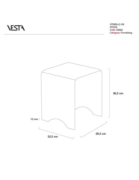 Sgabello trasparente Othello XS in cristallo acrilico Vesta