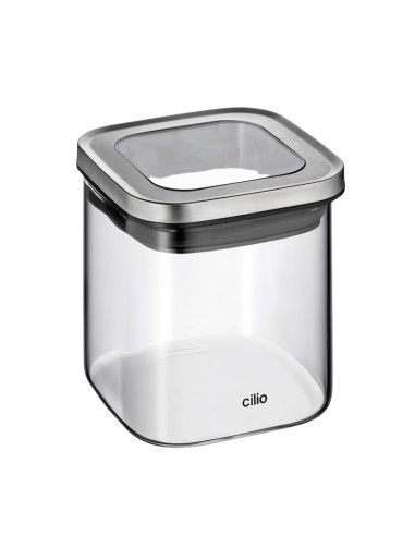 Barattoli Cubo in vetro e acciaio ermetici e...