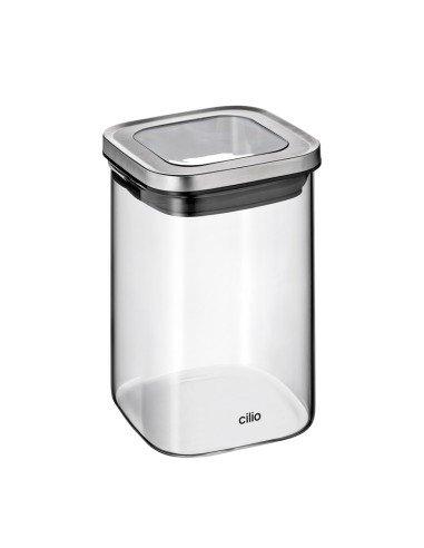 Barattoli Cubo in vetro e acciaio ermetici e...